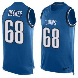 Nike Detroit Lions #68 Taylor Decker Blue Team Color Mens Stitched NFL Limited Tank Top Jersey