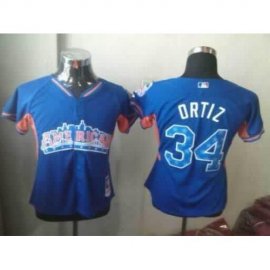 Boston Red Sox #34 David Ortiz Blue 2013 All-Star Womens Stitched MLB Jersey