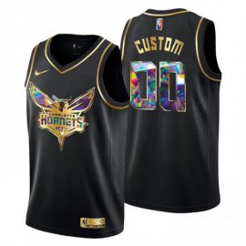 Charlotte Hornets Custom Mens Golden Edition Diamond Logo 2021/22 Swingman Jersey – Black