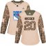 Adidas New York Rangers #20 Chris Kreider Camo Authentic 2017 Veterans Day Womens Stitched NHL Jersey