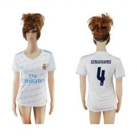 Womens Real Madrid #4 Sergio Ramos Home Soccer Club Jersey