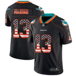 Nike Miami Dolphins #13 Dan Marino Black Mens Stitched NFL Limited Rush USA Flag Jersey