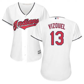 Cleveland Indians #13 Omar Vizquel White Home Womens Stitched MLB Jersey
