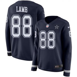 Nike Dallas Cowboys #88 CeeDee Lamb Navy Blue Team Color Womens Stitched NFL Limited Therma Long Sleeve Jersey