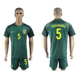 Brazil #5 Fernandinho Away Soccer Country Jersey