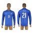 Italy #21 Pirlo Blue Home Long Sleeves Soccer Country Jersey