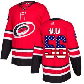 Adidas Carolina Hurricanes #56 Erik Haula Red Home Authentic USA Flag Stitched Youth NHL Jersey
