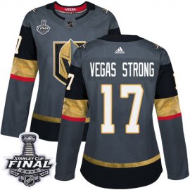 Adidas Vegas Golden Knights #17 Vegas Strong Grey Home Authentic 2018 Stanley Cup Final Womens Stitched NHL Jersey