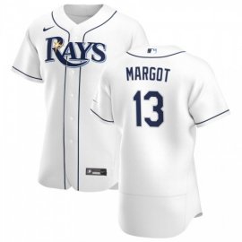 Tampa Bay Rays #13 Manuel Margot Mens Nike White Home 2020 Authentic Player MLB Jersey