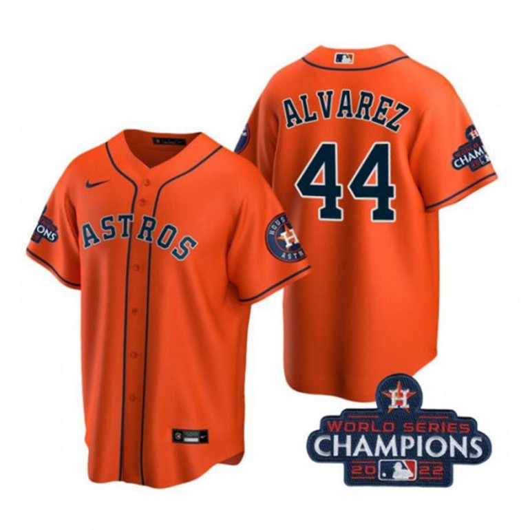 Astros 44 Yordan Alvarez Orange 2022 World Series Champions Cool Base Jersey Astros 44 Yordan Alvarez Orange 2022 World Series Champions Cool Base Jersey