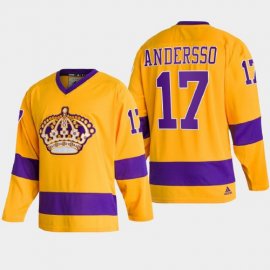 Adidas Los Angeles Kings #17 Lias Andersson Team Classics Gold Mens NHL 2022 Throwback Jersey Mens