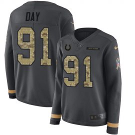 Nike Indianapolis Colts #91 Sheldon Day Anthracite Salute to Service Womens Stitched NFL Limited Therma Long Sleeve Jersey