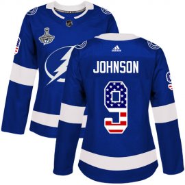 Adidas Tampa Bay Lightning #9 Tyler Johnson Blue Home Authentic USA Flag Womens 2020 Stanley Cup Champions Stitched NHL Jersey