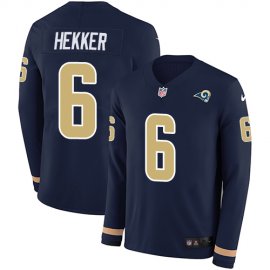 Nike Los Angeles Rams #6 Johnny Hekker Navy Blue Team Color Mens Stitched NFL Limited Therma Long Sleeve Jersey