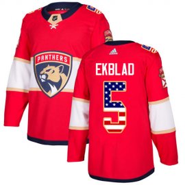 Adidas Florida Panthers #5 Aaron Ekblad Red Home Authentic USA Flag Stitched NHL Jersey