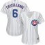 Chicago Cubs #6 Nicholas Castellanos White(Blue Strip) Home Womens Stitched MLB Jersey