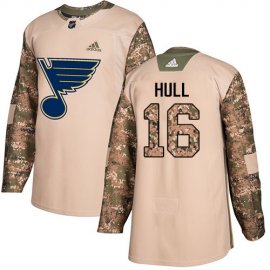 Adidas St. Louis Blues #16 Brett Hull Camo Authentic 2017 Veterans Day Stitched NHL Jersey
