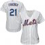 New York Mets #21 Todd Frazier White(Blue Strip) Home Womens Stitched MLB Jersey