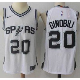 Mens Nike San Antonio Spurs #20 Manu Ginobili White NBA Swingman Jersey
