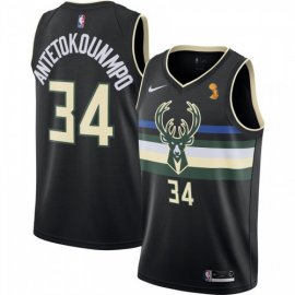 Nike Milwaukee Bucks #34 Giannis Antetokounmpo Womens 2021 NBA Finals Champions Swingman Statement Edition Jersey Black Womens