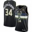 Nike Milwaukee Bucks #34 Giannis Antetokounmpo Womens 2021 NBA Finals Champions Swingman Statement Edition Jersey Black Womens