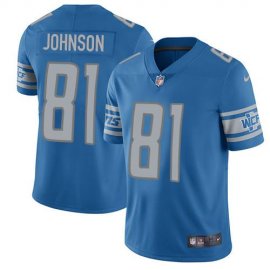 Nike Detroit Lions #81 Calvin Johnson Blue Team Color Mens Stitched NFL Vapor Untouchable Limited Jersey