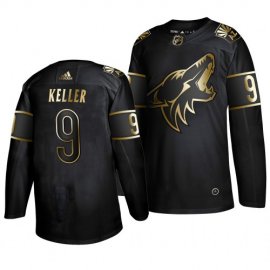 Adidas Arizona Coyotes #9 Clayton Keller Mens 2019 Black Golden Edition Authentic Stitched NHL Jersey
