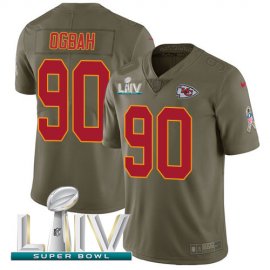 Nike Kansas City Chiefs #90 Emmanuel Ogbah Olive Super Bowl LIV 2020 Mens Stitched NFL Limited 2017 Salute To Service Jersey