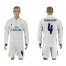 Real Madrid #4 Sergio Ramos White Home Long Sleeves Soccer Club Jersey