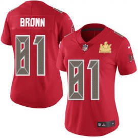 Nike Tampa Bay Buccaneers #81 Antonio Brown Red Womens Super Bowl LV Champions Patch Stitched NFL Limited Rush Jersey