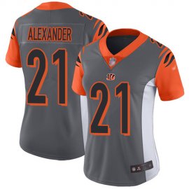 Nike Cincinnati Bengals #21 Mackensie Alexander Silver Womens Stitched NFL Limited Inverted Legend Jersey