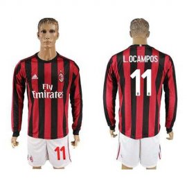 AC Milan #11 L.Ocampos Home Long Sleeves Soccer Club Jersey