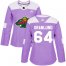 Adidas Minnesota Wild #64 Mikael Granlund Purple Authentic Fights Cancer Womens Stitched NHL Jersey