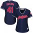 Cleveland Indians #41 Carlos Santana Navy Blue Alternate Womens Stitched MLB Jersey