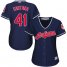 Cleveland Indians #41 Carlos Santana Navy Blue Alternate Womens Stitched MLB Jersey