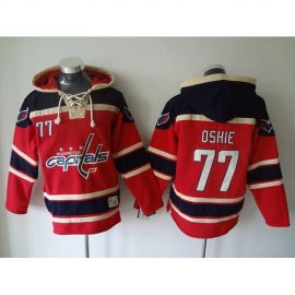 Washington Capitals #77 T.J Oshie Red Sawyer Hooded Sweatshirt Stitched NHL Jersey
