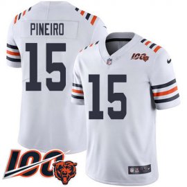 Nike Chicago Bears #15 Eddy Pineiro White Alternate Mens Stitched NFL Vapor Untouchable Limited 100th Season Jersey