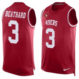 Nike San Francisco 49ers #3 C.J. Beathard Red Team Color Mens Stitched NFL Limited Tank Top Jersey