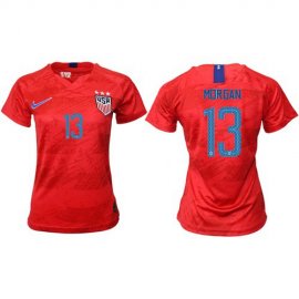 Womens USA #13 Morgan Away Soccer Country Jersey