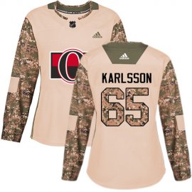 Adidas Ottawa Senators #65 Erik Karlsson Camo Authentic 2017 Veterans Day Womens Stitched NHL Jersey