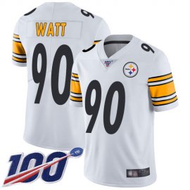 Nike Pittsburgh Steelers #90 T. J. Watt White Mens Stitched NFL 100th Season Vapor Limited Jersey