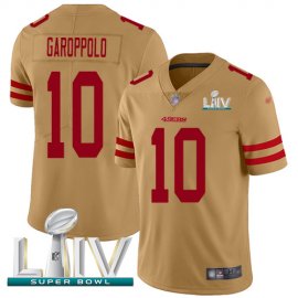 Nike San Francisco 49ers #10 Jimmy Garoppolo Gold Super Bowl LIV 2020 Youth Stitched NFL Limited Inverted Legend Jersey