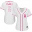 Los Angeles Angels #5 Albert Pujols White/Pink Fashion Womens Stitched MLB Jersey