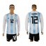 Argentina #12 Guzman Home Long Sleeves Soccer Country Jersey