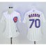 Chicago Cubs #70 Joe Maddon White(Blue Strip) Womens Home Stitched MLB Jersey