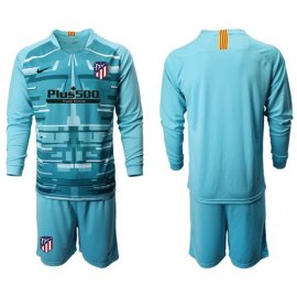 Atletico Madrid Blank Blue Goalkeeper Long Sleeves Soccer Club Jersey