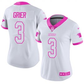 Nike Carolina Panthers #3 Will Grier White/Pink Womens Stitched NFL Limited Rush Fashion Jersey