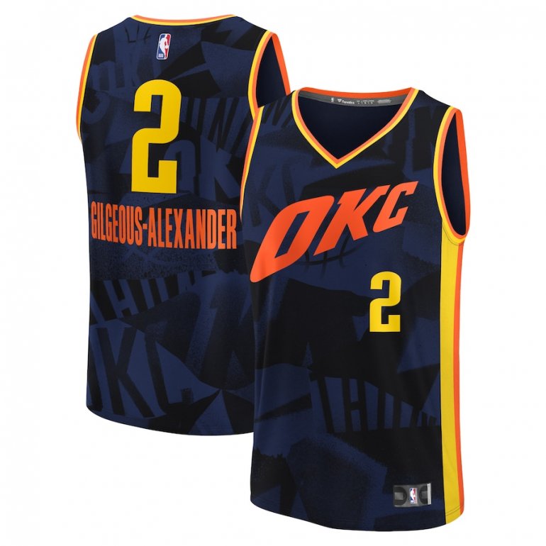 Shai Gilgeous-Alexander Oklahoma City Thunder Fanatics Branded Youth 2023/24 Fast Break Jersey – Navy – City Edition Shai Gilgeous-Alexander Oklahoma City Thunder Fanatics Branded Youth 2023/24 Fast Break Jersey – Navy – City Edition