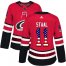 Adidas Carolina Hurricanes #11 Jordan Staal Red Home Authentic USA Flag Womens Stitched NHL Jersey