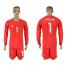 Spain #1 Casillas Red Long Sleeves Goalkeeper Soccer Country Jersey